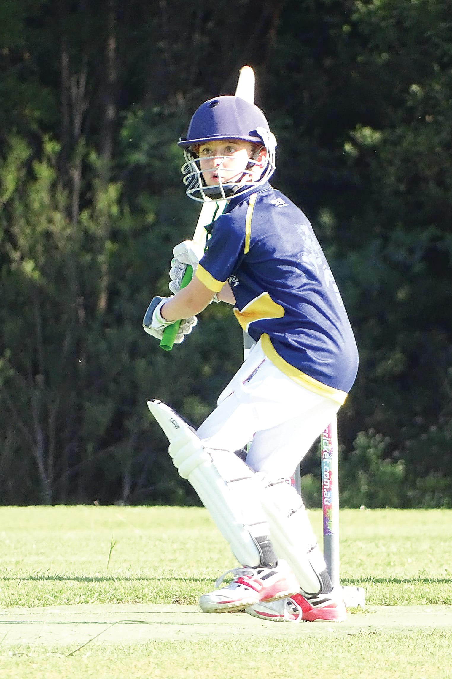 Koonwarra L/RSL’s Riley Collier eyes lit up when batting for Koonwarra L/RSL. Photo: Jodie Arnup. 