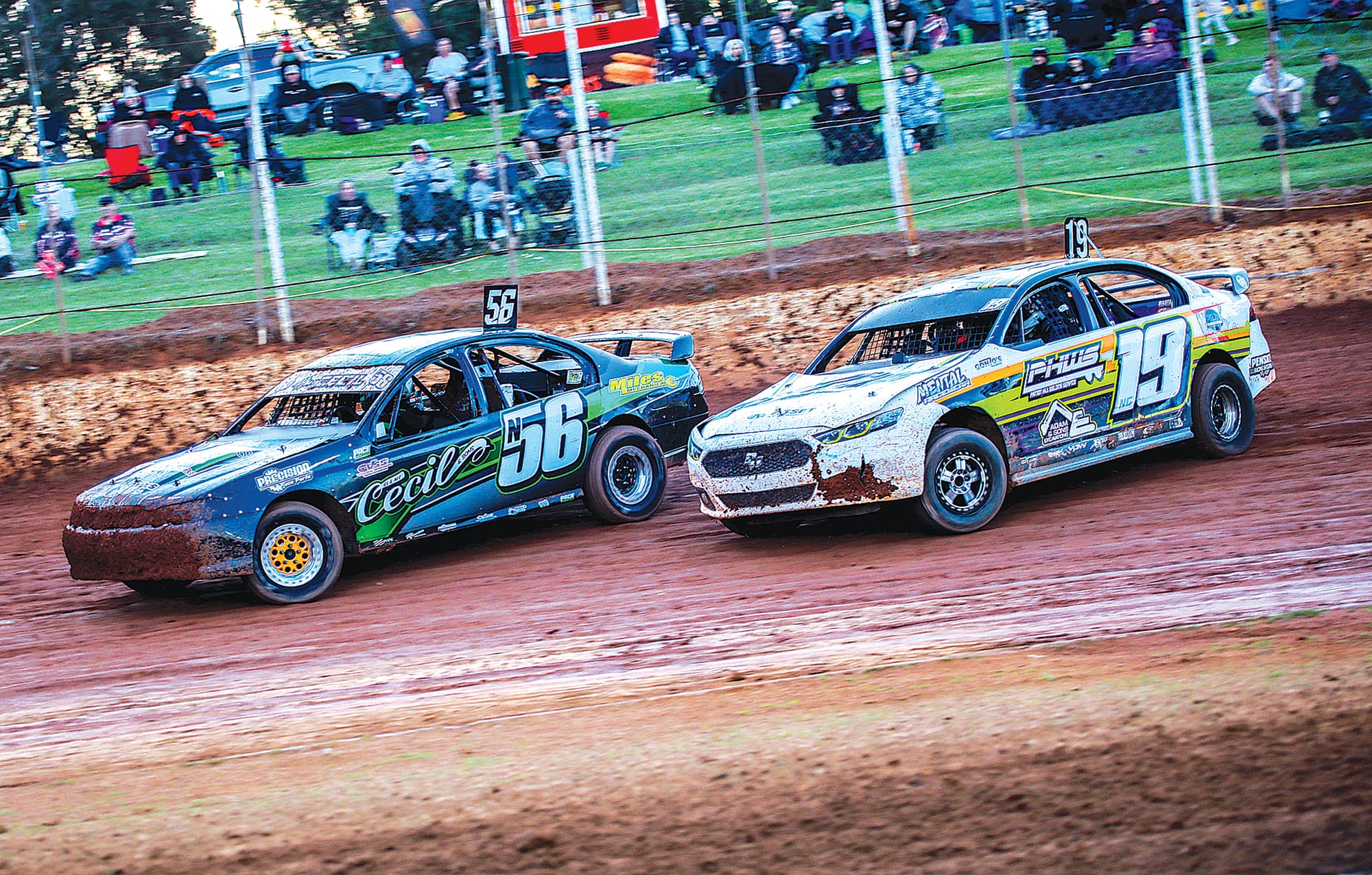 Harry Cecil and Cam Dike battled it out in the Sports Sedan class. Photo: Napier Photography.
