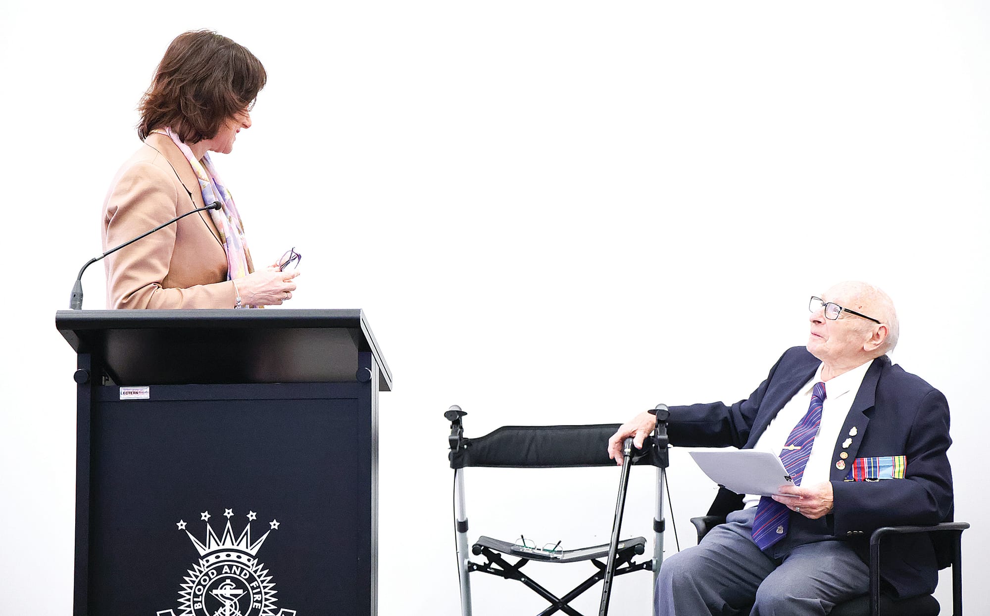 Guest speaker Melina Bath MP pictured with Leongatha RSL chaplain Cyril Payne OAM at the town’s Remembrance Day service. W27_4525