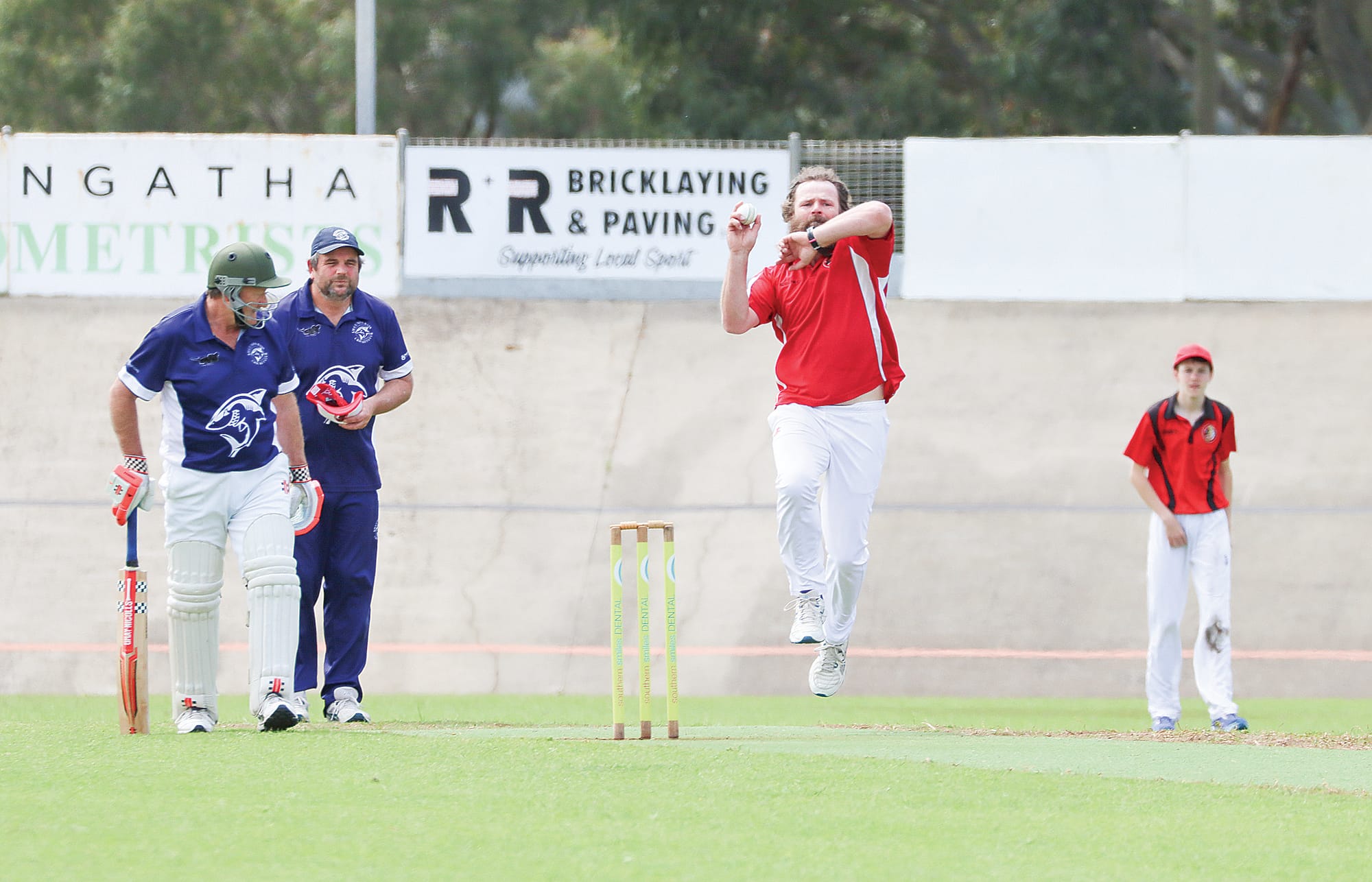 Cale Schwennesen prepares to bowl for Nerrena, finishing with 0/29 from his seven overs. A39_4225