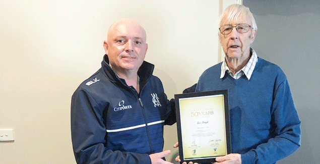 Leslie officially celebrates 50 years of cricket post image