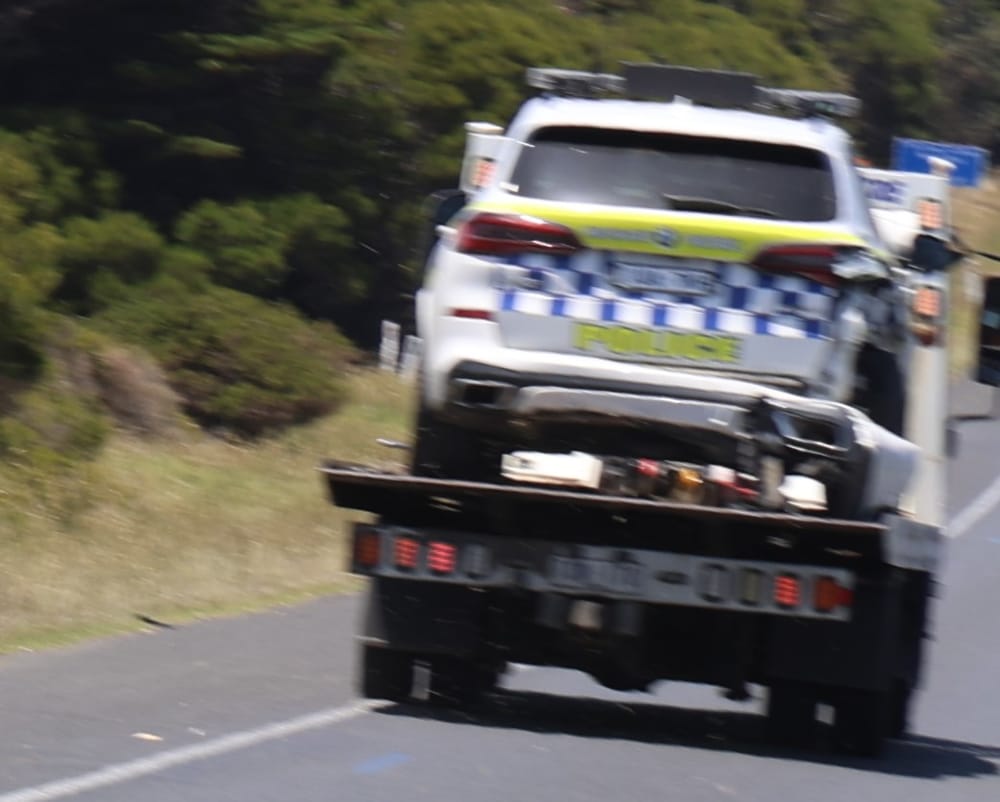 Traffic delayed on Phillip Island Road after police car hit post image