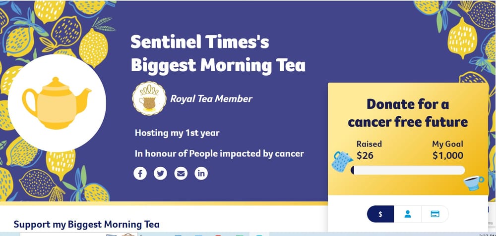 Sentinel-Times joins Biggest Morning Tea! post image