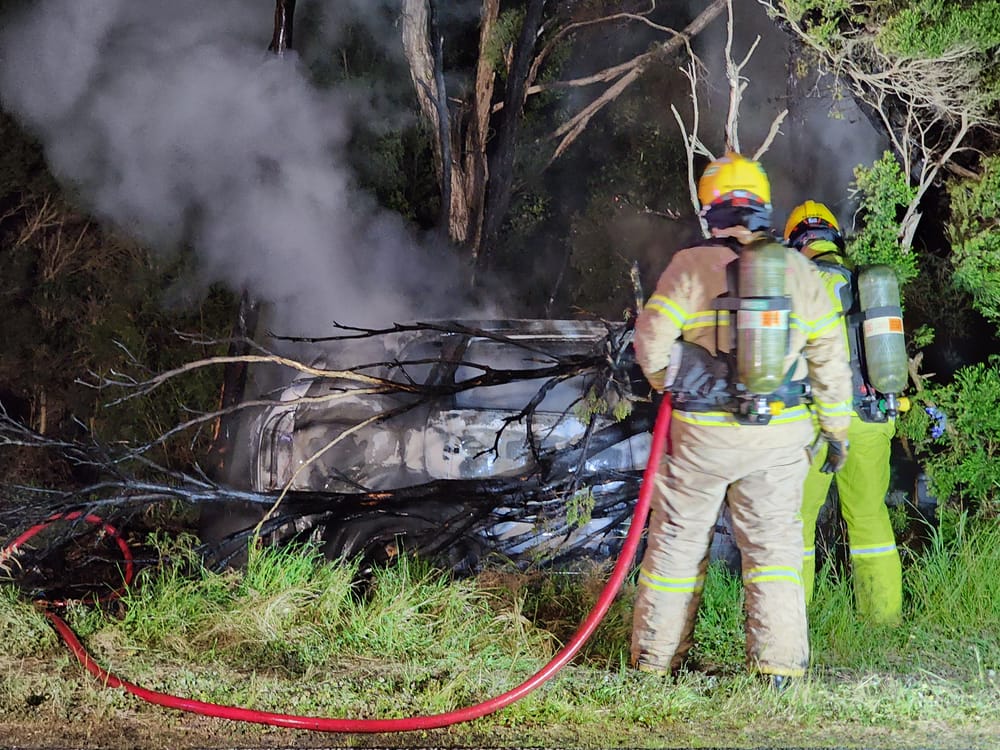 Abandoned car engulfed in flames post image